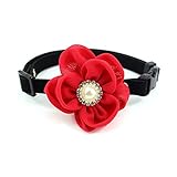 PETFAVORITES Sonnenblume Hund Katze Halsband Fliege mit Strass Perle Welpe Kätzchen Chihuahua Yorkie Kleidung Zubehör Kostüm Outfits für kleine Hunde Weibliche Verstellbar (Rot, Größe M)