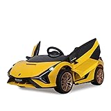 Kinder Elektroauto Sián 12 Volt, 2 x 30 Watt Motor, MP3, Bluetooth, Kinderauto, Kinderfahrzeug, Kinder Auto, Flügeltüren, Vollgummireifen, Lizenzspielzeug von Daliya (gelb)