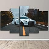 DSES - Leinwanddrucke Kreatives Geschenk 5 stück Leinwand Bilder Moderne Wandbilder Wohnzimmer Wohnkultur Gerahmte GTR Luxus-Sportwagen (100x55cm)