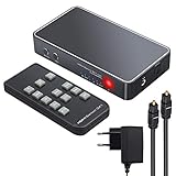 eSynic HDMI Switch mit Audio Extraktor Pip 3 Ports HHDMI Splitter HDMI Switcher HDMI auf HDMI 3.5mm Audio Inklusive Pip IR Fernbedienung und 6.6 Fuß Toslink Kabel Unterstützt 4K 3D HDCP 1.4