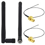 BOOBRIE 2 x 2,4 GHz 2Dbi RP SMA Stecker (Loch) omnidirektionale WiFi Signal Antenne in Band B/G/N + 2 x WiFi Kabel IPX IPEX MHF4 M.2 NGFF U.FL auf RP SMA Buchse (Pin) WiFi Pigtail Kabel 25cm 0,81