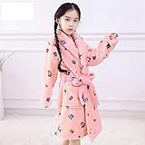 HYSJLS Modische Flanell-Bademäntel für Kinder und Mädchen, weich, Teenager Jungen, Nachtwäsche, Cartoon-Bär-Druck, Pyjama, Korallen-Samt, Bademantel, Nachtwäsche, Robe (Farbe: Rosa, Kindergröße: 4T)
