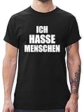 Sprüche Statement mit Spruch - Ich Hasse Menschen - L - Schwarz - Statement Tshirt Herren ich Hasse Menschen - L190 - Tshirt Herren und Männer T-S