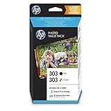 HP Z4B62EE 303 Photo Value Pack mit 2 Druckerpatronen (Schwarz, Farbe) und 40 Blatt HP Photo Papier (10 x 15 cm) für HP ENVY