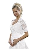 Braut Bolero Jacke bestickte Spitze zum Brautkleid - E86 (L, Ivory/Champagner)