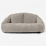 Lounge Pug - Sitzsack Sofa für Kinder mit Hocker - Cord Nerzfarben - Bubble - Kinder S