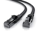 CSL - 5m CAT 8.1 Netzwerkkabel Flach 40 Gbits - Baumwollmantel - LAN Kabel Patchkabel - CAT 8 Gigabit RJ45 Ethernet Cable - 40000 Mbits Geschwindigkeit - Flachbandkabel - Verlegekabel - Cat 6 Cat 7