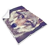 Rtisandu Kuscheldecke Wolfsblick Wohndecke Warm Plüsch Decken Geschenke Sofadecke für Büro Blanket White 150x200