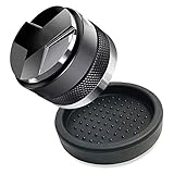 HUNDU 51mm Kaffeeverteiler & Tamper, 51mm Fit für Delonghi Dedica Portafilter mit Silikon-Manipulationsmatte, einstellbare Tiefe (Color : Black Silver)