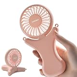 Mini USB Ventilator mit 3350mAh Aufladbaren Batterie, Faltbarer Handventilator mit LED Licht und Aromatherapie-Box, 3 Einstellbare Geschwindigk