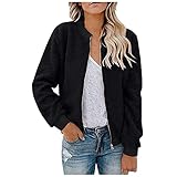 XUNN Damen Plüschmantel Damen Polarfleecejacke Einfarbig Plüsch Mantel Winter Warm O-Ausschnitt Reißverschluss Jacke Modische Klassische Passform Polar-Soft Fleece Jack