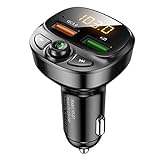 Bluetooth FM Transmitter , V5.0 Bluetooth Auto Radio Audio Adapter mit Dual USB und & QC3.0 ,Freisprechanlage für Auto Bluetooth Unterstützt TF Karte und USB Stick