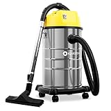 Klarstein IVC-30 Industriesauger, Trockensauger, Nasssauger, 1800 W, IP X4-Schutz, 30 Liter Edelstahl-Behälter, Schnellverschlüsse aus Metall, umfangreiches Zubehör, blasgelb