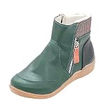 YAOBF Stiefeletten Schuhe Plattform Freizeitstiefel Atmungsaktiv Schlupfstiefel (Grün,37)