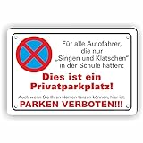 Fassbender-Druck SCHILDER - SINGEN UND KLATSCHEN - vorgebohrtes Parken verboten Schild - lustiges FUN Schild mit Bohrlöchern zum Markieren vom Parkverbot (60x40cm Schild)