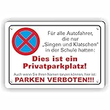 Fassbender-Druck SCHILDER - SINGEN UND KLATSCHEN - vorgebohrtes Parken verboten Schild - lustiges FUN Schild mit Bohrlöchern zum Markieren vom Parkverbot (60x40cm Schild)