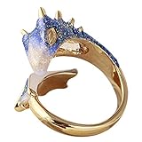 Shubiao Goldener Topas Drachen-Ring, Glücks-Finger, verstellbar, offener Ring, Tierschmuck für Frauen und Mädchen, Vintage-Stil, niedlicher Fing