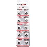 kraftmax 10er Pack Knopfzelle Typ 371 (AG6 / LR921 / LR69 / V371 / SR69) Hochleistungs- Batterie / 1,5V Uhrenbatterie für professionelle Anwendungen - Neuste V