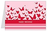 Erhältlich im 1er 4er 8er Set: Klappgrusskarte/Glückwunschkarte/Geburtstagskarte/Grusskarte mit fliegenden Schmetterlingen. Text: 'Happy Birthday' (Mit Umschlag) (8, Pink/Rosa)