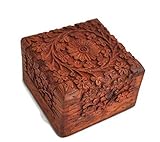 Ajuny Handgeschnitzte Aufbewahrungsbox aus Holz für Andenken, Schmuck, Truhe Organizer, perfekte einzigartige Geschenkideen für Damen und H