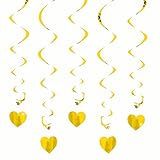 Oblique-Unique® Deckenhänger Spiral Girlanden mit Herzen - Farbe wählbar (Gold)