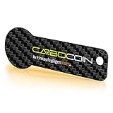Code24 Einkaufswagenlöser „Carbocoin F7“ - Praktischer Einkaufschip Schlüsselanhänger aus Carbon & Schlüsselfinder, inkl. Registriercode für Schlüsselfundservice, Key-F