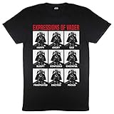 Star Wars Expressions of Vader Herren-T-Shirt Schwarz S | S-XXL, 1980 Classic Movie Darth Vader mit Rundhalsausschnitt Graphic Tee, Geburtstagsgeschenkidee für Männer, für Haus oder Gy