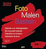 Foto-Malen-Basteln Bastelkalender schwarz groß 2022: Fotokalender zum Selbstgestalten. Do-it-yourself Kalender mit festem Fotokarton. Format: 45,5 x 48