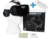 VR-PRIMUS® VA4 - VR Brille für Handys. Kompatibel mit iPhone X XS XR 11 Pro und Android Handys bis 6.2 Zoll z.B. Samsung,Huawei,LG,Sony, Xiaomi, Google Cardboard | + Fernbedienung für Android Handy '