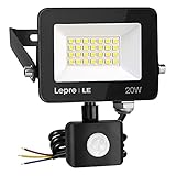 Lepro 20W LED Strahler mit Bewegungsmelder Außen, 1700LM Außenstrahler 5000K Kaltweiß Superhell Scheinwerfer, IP65 Wasserdicht Fluter, Ideale Aussenleuchte für Garten, Innenhöfe, Garage, Haus, H