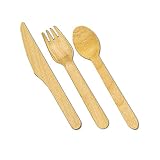 300er Holzbesteck Set aus 100% natürlichem Birkenholz - Holzmesser & Holzgabeln & Holzlöffdel Einwegbesteck umweltfreundlich und biologisch abbaubar silverk