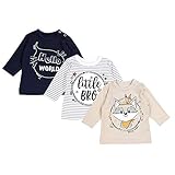 TupTam Unisex Baby Langarmshirt mit Spruch Aufdruck 3er Set, Farbe: Junge 2, Größe: 56