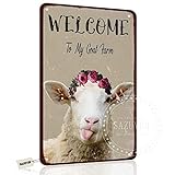SAZUYEM Blechschild im Retro-Stil, Schild mit Aufschrift 'Welcome to My Goat Farm', Vintage-Wanddekoration für Zuhause, Bauernhaus, Wanddekoration aus Aluminium, 20,3 x 30,5