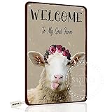 SAZUYEM Blechschild im Retro-Stil, Schild mit Aufschrift 'Welcome to My Goat Farm', Vintage-Wanddekoration für Zuhause, Bauernhaus, Wanddekoration aus Aluminium, 20,3 x 30,5