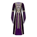 Alvivi Mittelalterliches Kostüm Mädchen Mittelalter Kleid Vintage Bandage Samt Maxikleid Prinzessin Kleid Renaissance Cosplay Kostüm Partykleid Lila 110-116