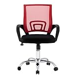 EDLMH Ergonomischer Drehstuhl höhenverstellbar Bürostuhl für Büro, Arbeitszimmer, Home Office (1, Rot)