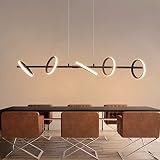 CBJKTX Modern Pendelleuchte Esstisch Hängeleuchte LED - Höhenverstellbar Schwarz Pendellampe 31W Drehbaren Abnehmbar Ringen für Wohnzimmer Essizimmer Warmweiß 3000