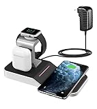 Wireless Charger,4 in 1 MFi Induktive ladestation,10W Kabelloses Ladegerät für iWatch SE/6/5/4/3/2,iPhone SE/11/12/13/12 Pro/12 Pro Max,Galaxy S20/Note 10/S10 (Adapter Enthalten)