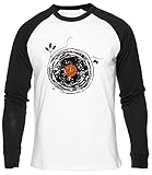 Zauberhaft Vinyl Aufzeichnungen Jahrgang Retro T-Shirt Baseball Unisex Herren Damen Lange Ärmel Weißes Men Woomen White Tee M
