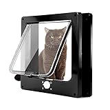 4 Wege Magnet-Verschluss Klassische Katzenklappe Mittel mit Magneten, Einfache Installation Katzentür, Silent manuelle Haustierklappe in Wand/Holztür/Upvc katzenklappe innentür (Schwarz)