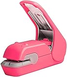 FGWE Hefter-Zeit sparen mühelosen Nadelfreie Handheld-Hefter-Mini-tragbare Schule oder Home-Hefter,Pink