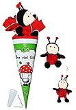 alles-meine.de GmbH Schultüte - incl. Plüschtier - Schaf Sheepworld - 35 cm - rund - mit Filzabschluß - mit / ohne Kunststoff Spitze - Zuckertüte -  Ganz viel Glück  Tiere S