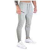 Xmiral Herren Skinny Jogginghose Trainingshosen Mit Kordelzug Herbst Und Winter Elastische Taille Yoga Sport Hosen (03 Grau, S)