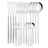 Küchenutensilien 5 teile/satz grüne gold flurwaren bestecke set edelstahl geschirr küche staalware messer kuchen gks tee löffel schlecht einsatz besteck set (Color : Silver)