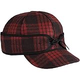 Stormy Kromer Millie Kromer Cap - Winter Wollmütze mit Pferdeschwanz-Öffnung, Kaltwetterausrüstung für Frauen, warm, Schwarz-Rot Schottenkaro, 54 EU