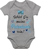 Shirtracer Statement Sprüche Baby - Willst du Meine Patentante Sein schwarz blau - 3/6 Monate - Grau meliert - Spruch - BZ10 - Baby Body Kurzarm für Jungen und M