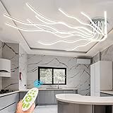 Modern LED Deckenleuchte Wohnzimmerlampe 10-Flammige Dimmbar mit Fernbedienung Deckenlampe Kreativität Farbwechsel Schlafzimmer Deckenleuchte Flach L140