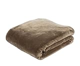 Gözze Premium Cashmere-Feeling Wohn- und Kuscheldecke, 180 x 220 cm, Taupe, 40128-71-180220