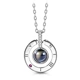 T400 Halskette Silber 925 mit Anhänger I Love You 100 Sprachen Ich Liebe Dich Projektion Love Kette Damen Liebesgeschenk,40cm+3cm Kettenläng