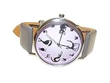 Mauve-grau farbene Armbanduhr The time is Meow